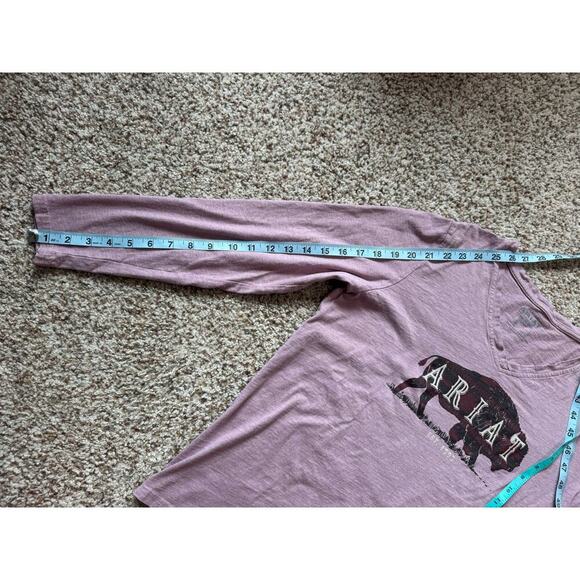 ARIAT V Neck; long sleeve T shirt; Chest log, Mauve Pink, size women's LG - Picture 4 of 10